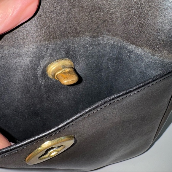 Coach Vintage Rare Bonnie Cashin Kisslock Black Leather Purse Bag Double Strap - Picture 14 of 14